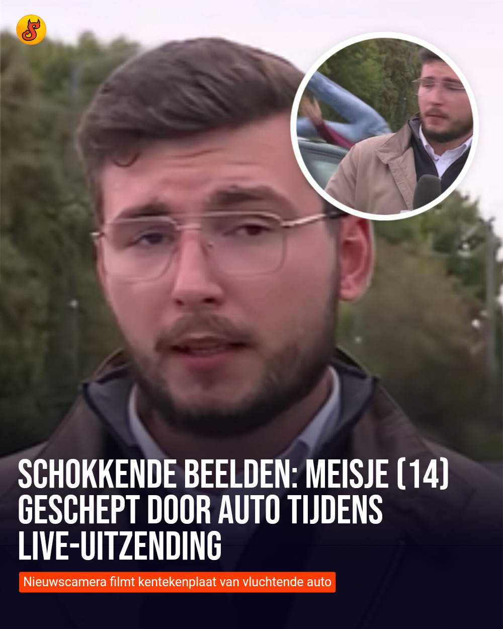 Schokkende beelden: Meisje (14) geschept door auto tijdens live-uitzending