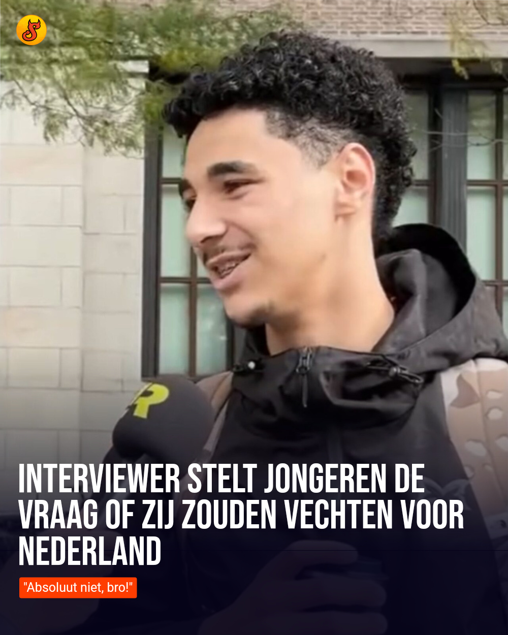 Interviewer stelt jongeren de vraag of zij zouden vechten voor Nederland