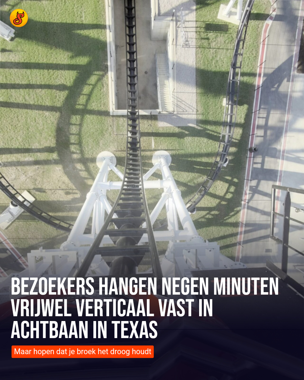 Bezoekers hangen negen minuten vrijwel verticaal vast in achtbaan in Texas