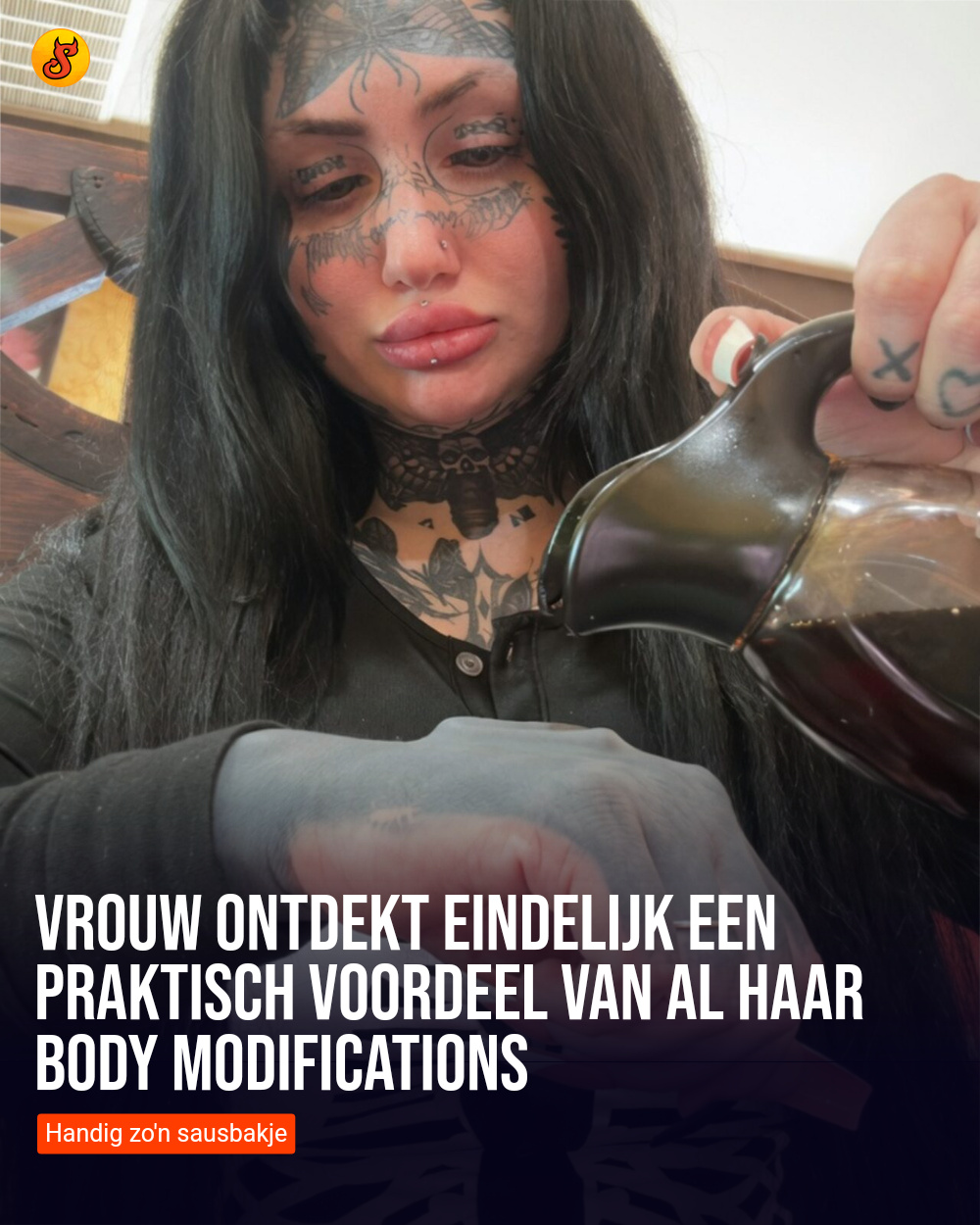 Vrouw ontdekt eindelijk een praktisch voordeel van al haar body modifications