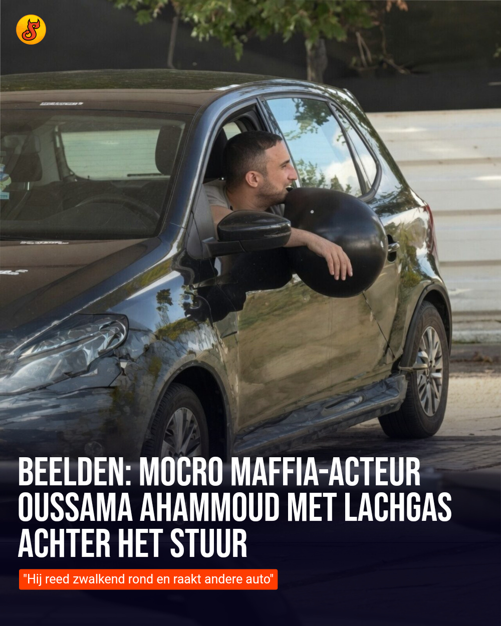 Beelden: Mocro Maffia-acteur Oussama Ahammoud met lachgas achter het stuur