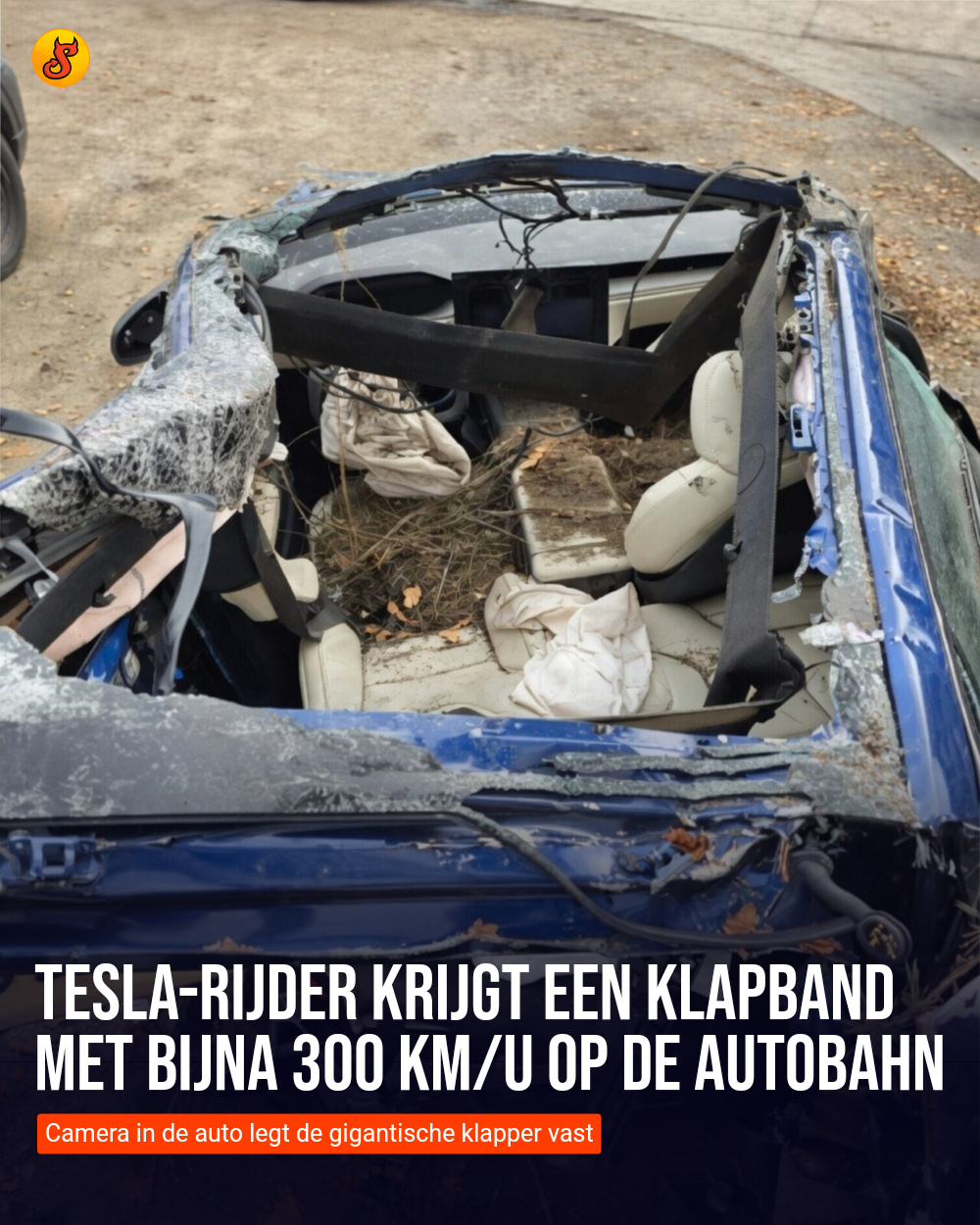 Tesla-rijder krijgt een klapband met bijna 300 km/u op de Autobahn