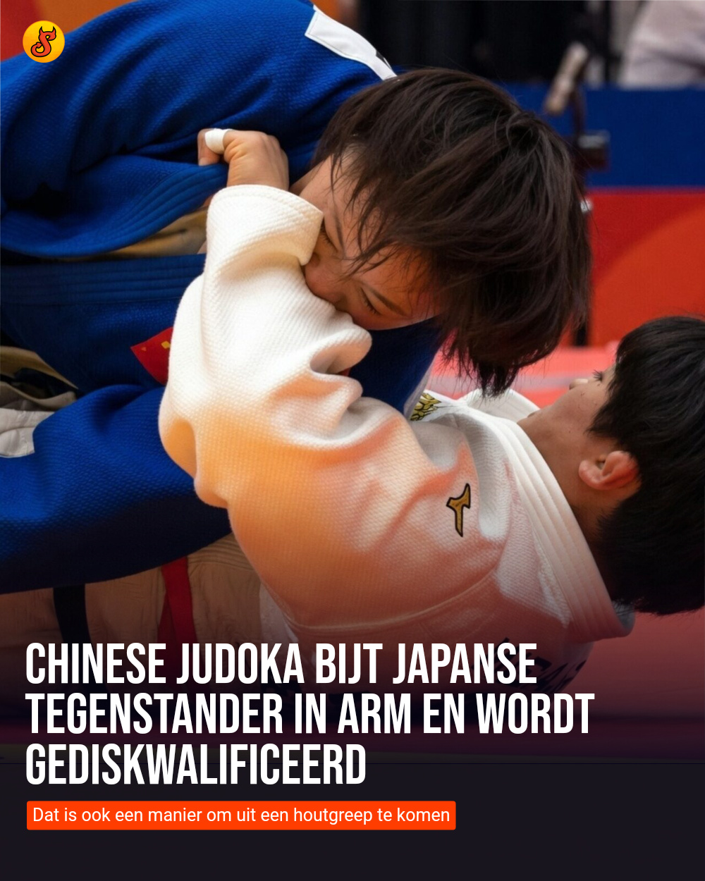 Chinese judoka bijt Japanse tegenstander in arm en wordt gediskwalificeerd