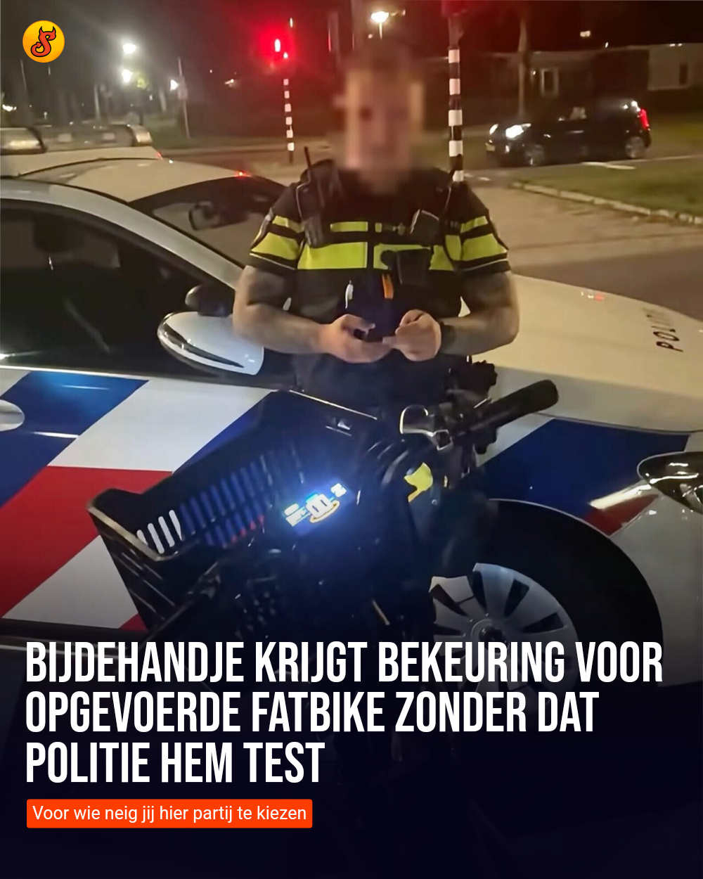 Bijdehandje krijgt bekeuring voor opgevoerde fatbike zonder dat politie hem test