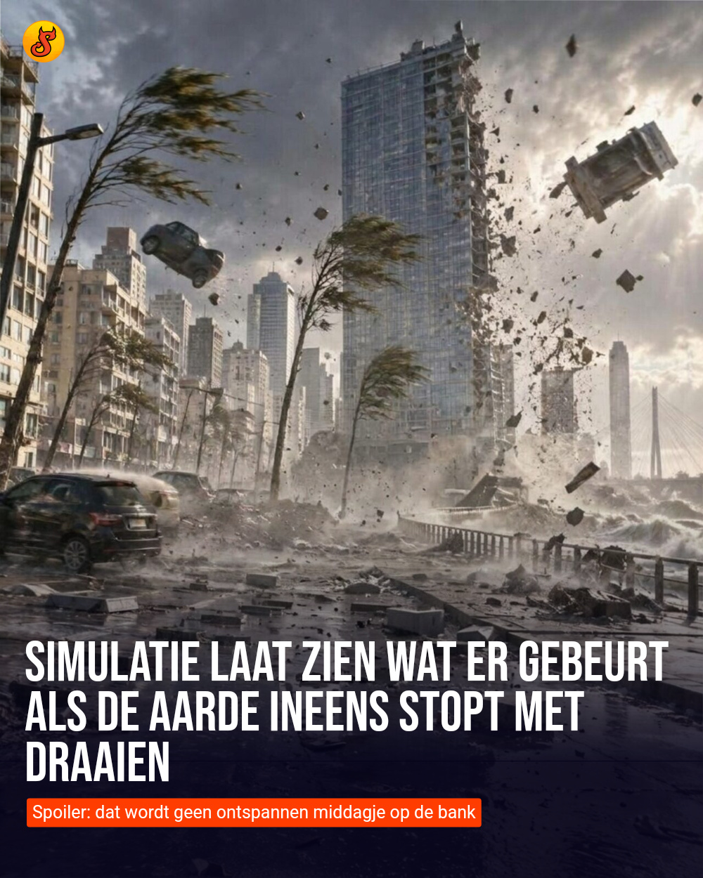 Simulatie laat zien wat er gebeurt als de aarde ineens stopt met draaien