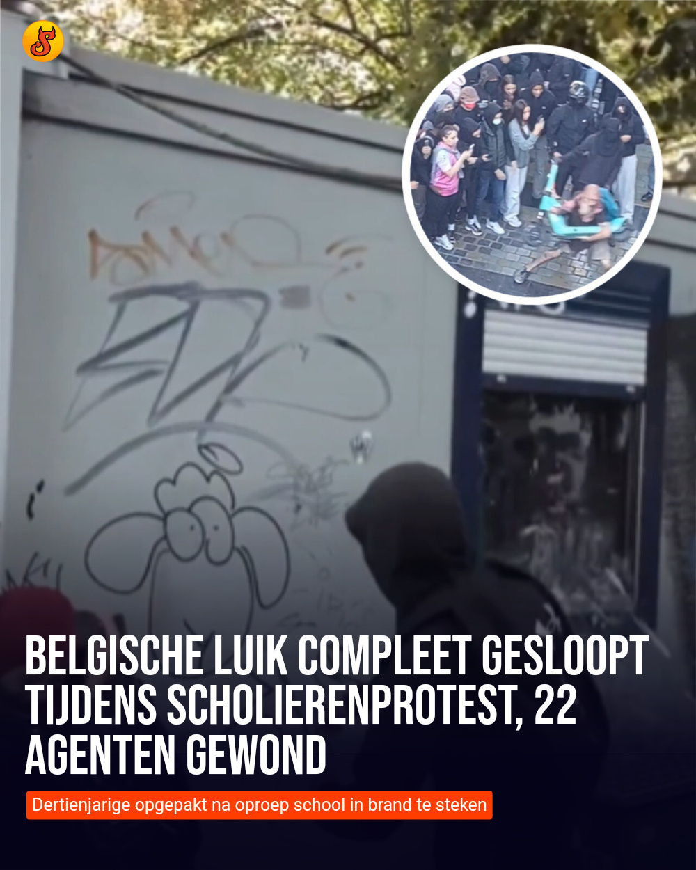 Belgische Luik compleet gesloopt tijdens scholierenprotest, 22 agenten gewond