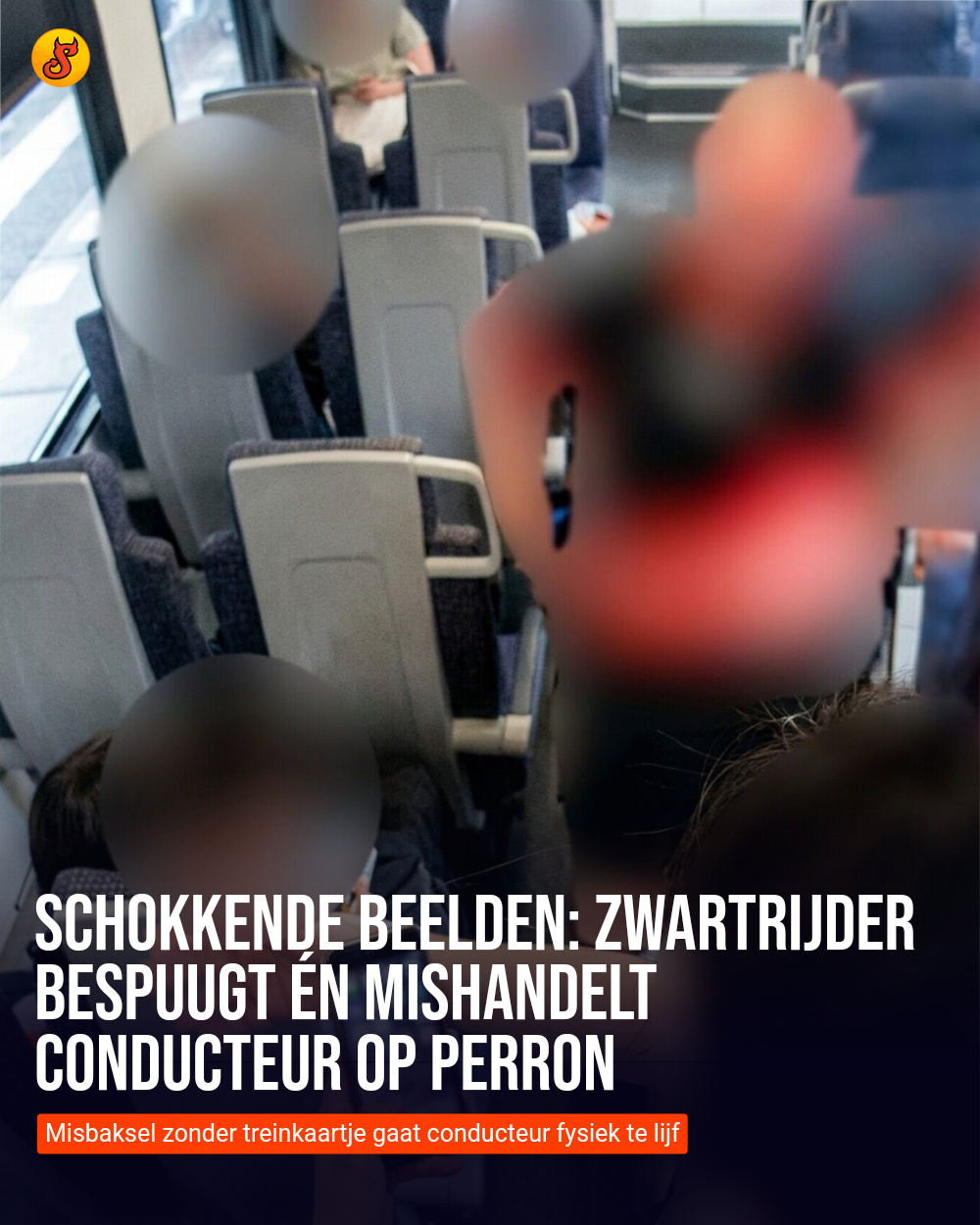 Schokkende beelden: Zwartrijder bespuugt én mishandelt conducteur op perron