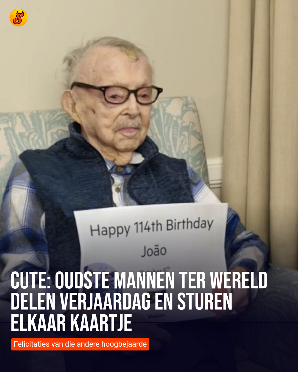 Cute: Oudste mannen ter wereld delen verjaardag en sturen elkaar kaartje