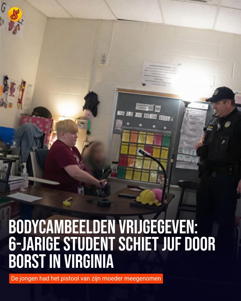 Bodycambeelden vrijgegeven: 6-jarige student schiet juf door borst in Virginia
