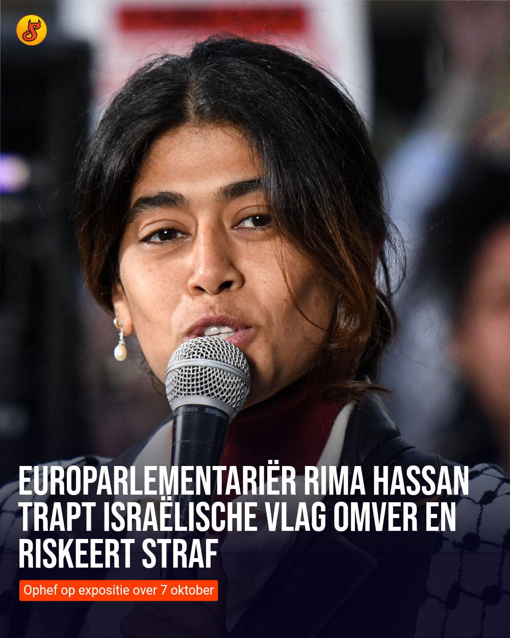 Europarlementariër Rima Hassan trapt Israëlische vlag omver en riskeert straf