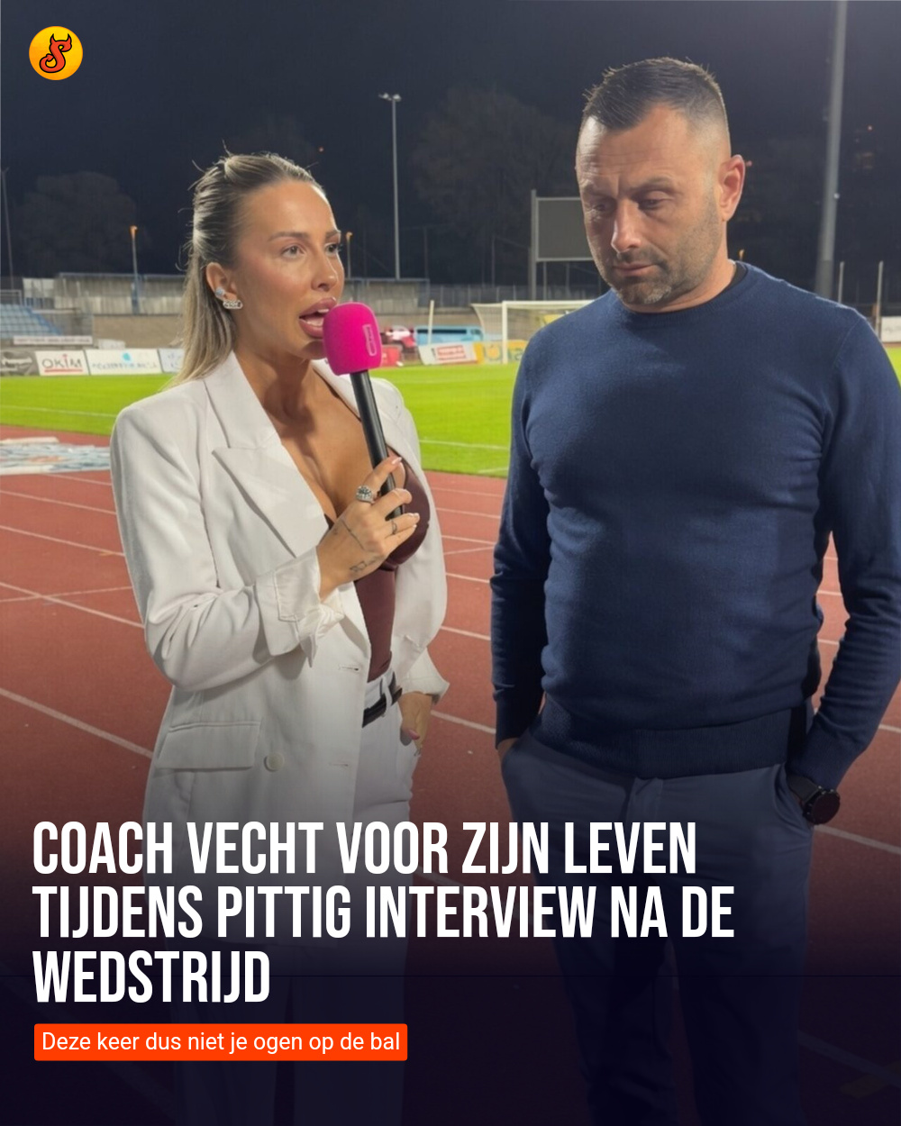 Coach vecht voor zijn leven tijdens pittig interview na de wedstrijd