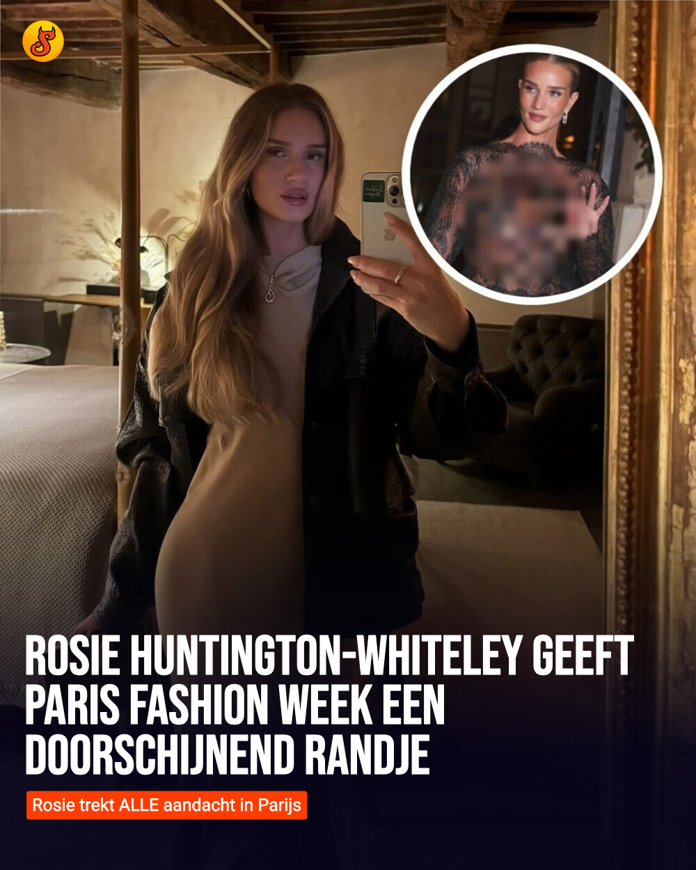 Rosie Huntington-Whiteley geeft Paris Fashion Week een doorschijnend randje