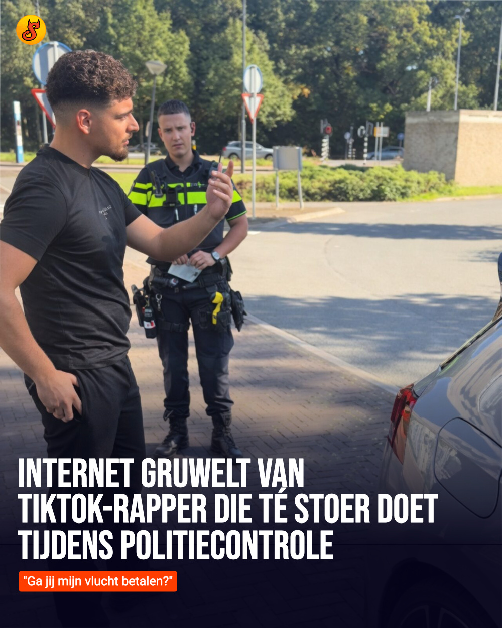 Internet gruwelt van TikTok-rapper die té stoer doet tijdens politiecontrole