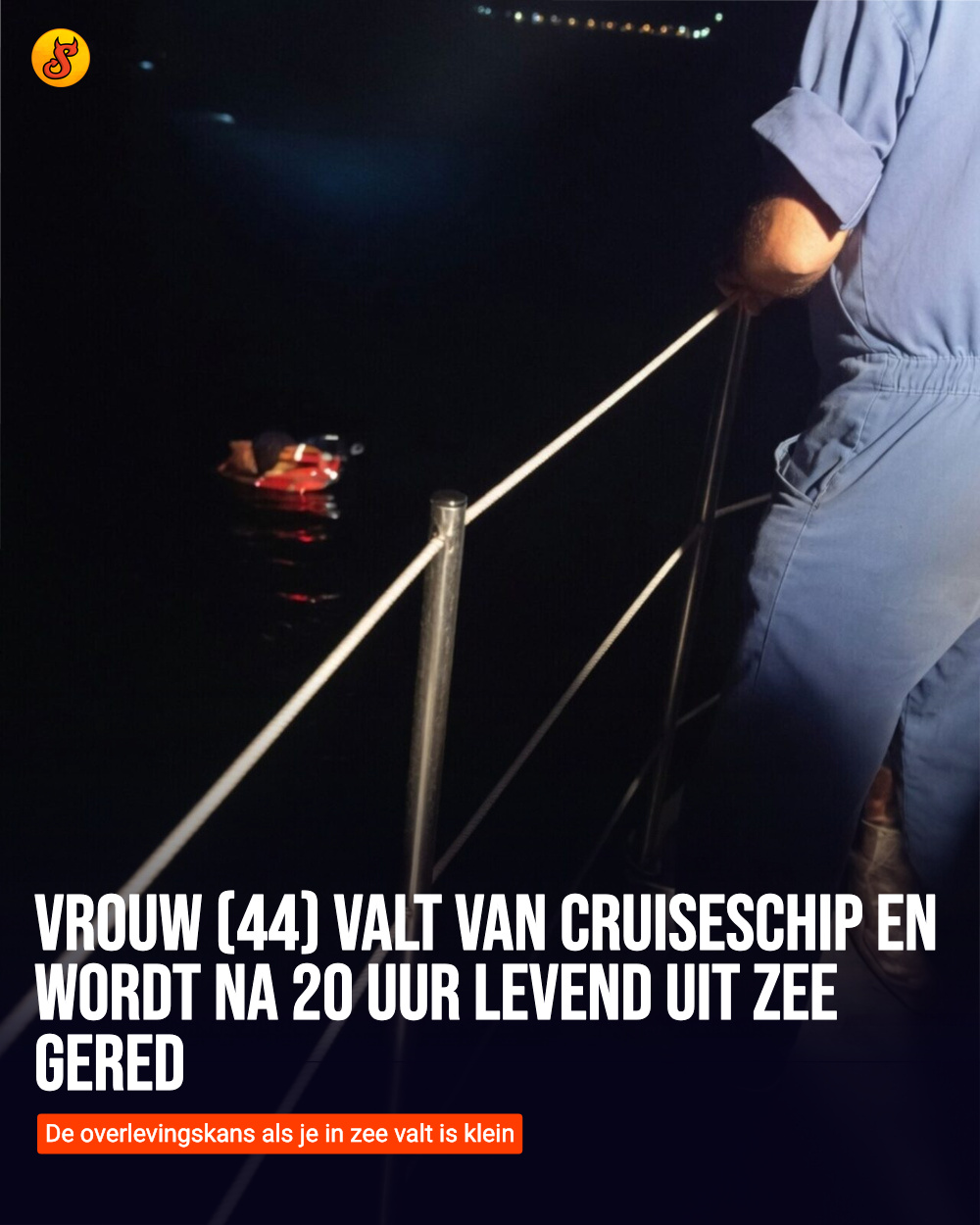 Vrouw (44) valt van cruiseschip en wordt na 20 uur levend uit zee gered