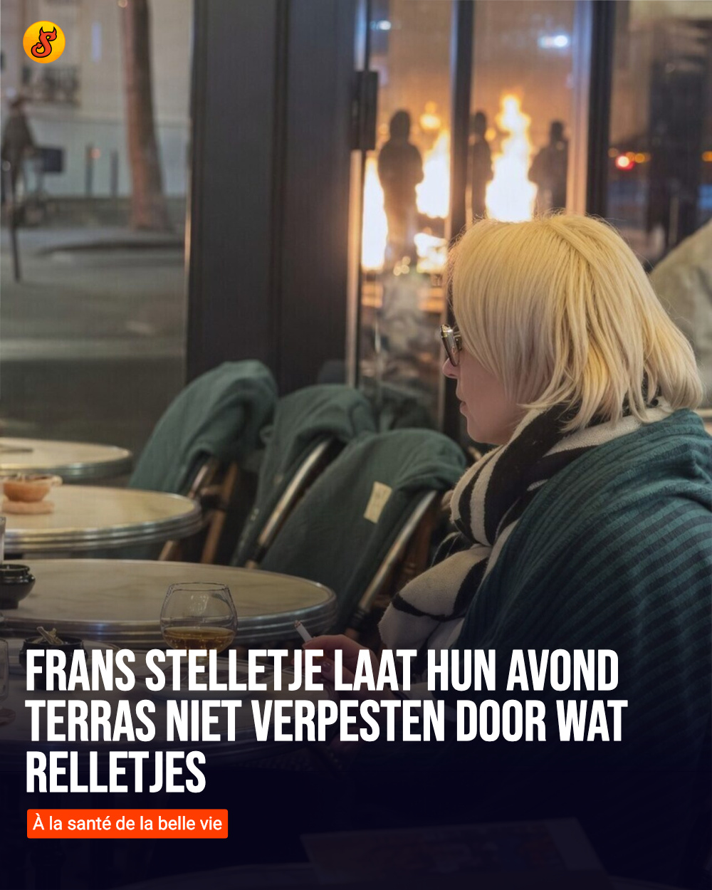 Frans stelletje laat hun avond terras niet verpesten door wat relletjes