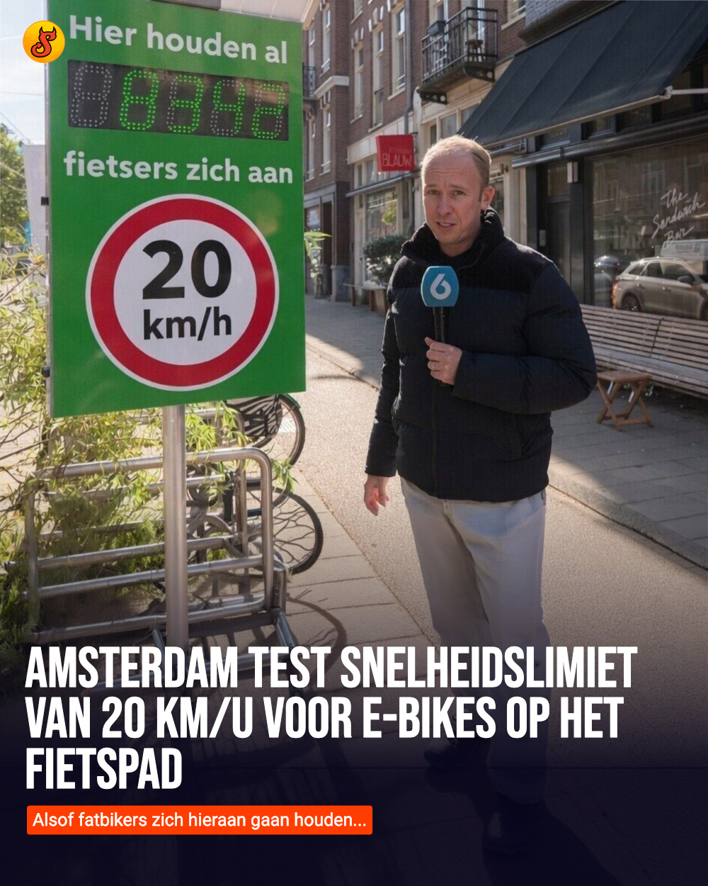 Amsterdam test snelheidslimiet van 20 km/u voor e-bikes op het fietspad