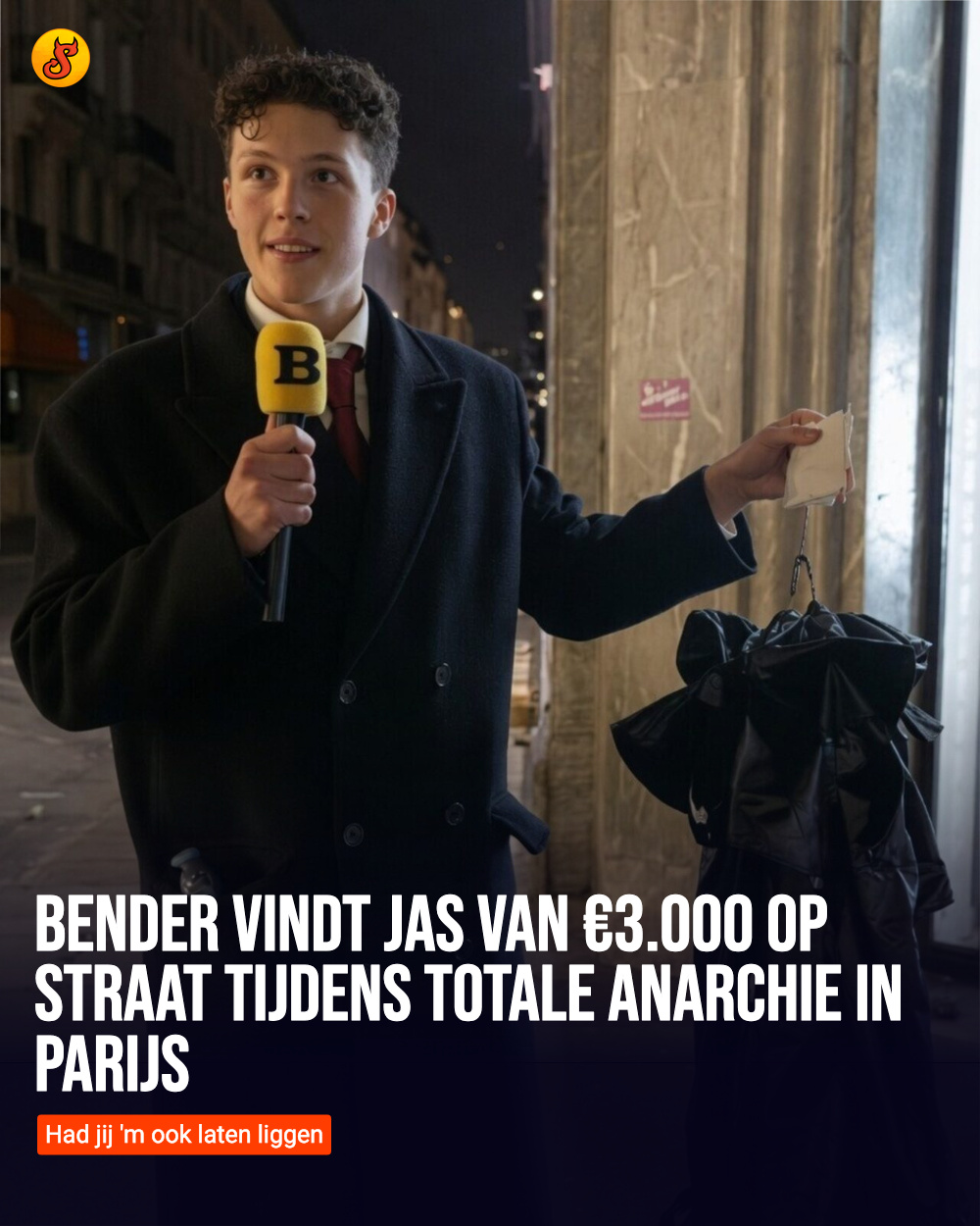 Bender vindt jas van €3.000 op straat tijdens totale anarchie in Parijs