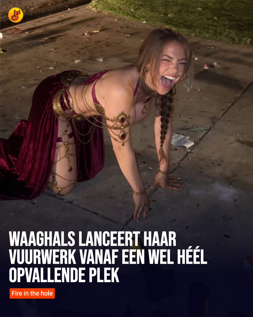 Waaghals lanceert haar vuurwerk vanaf een wel héél opvallende plek
