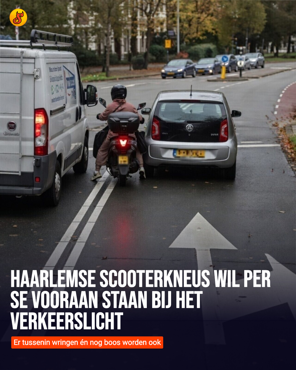 Haarlemse scooterkneus wil per se vooraan staan bij het verkeerslicht