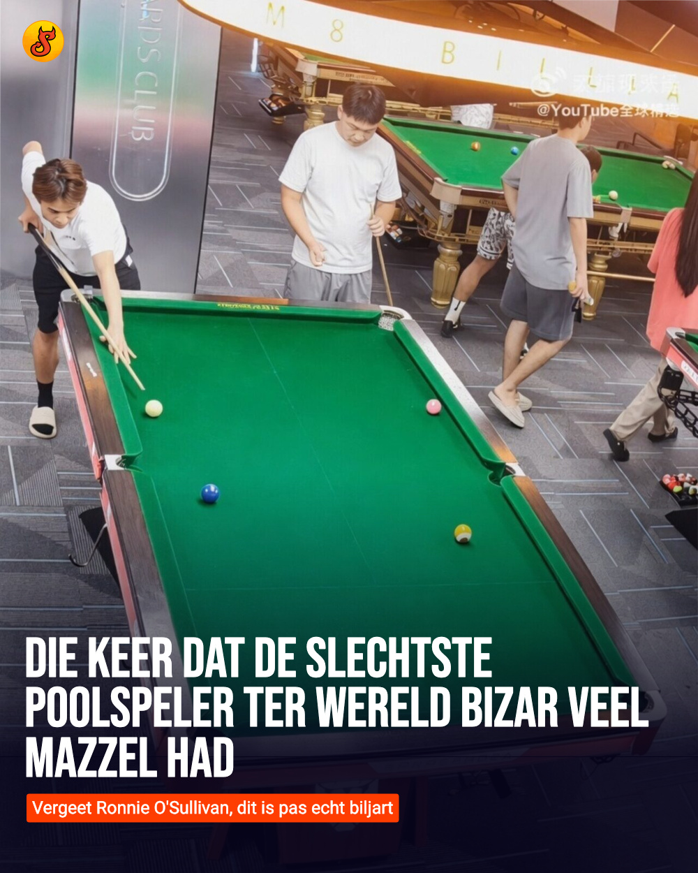 Die keer dat de slechtste poolspeler ter wereld bizar veel mazzel had