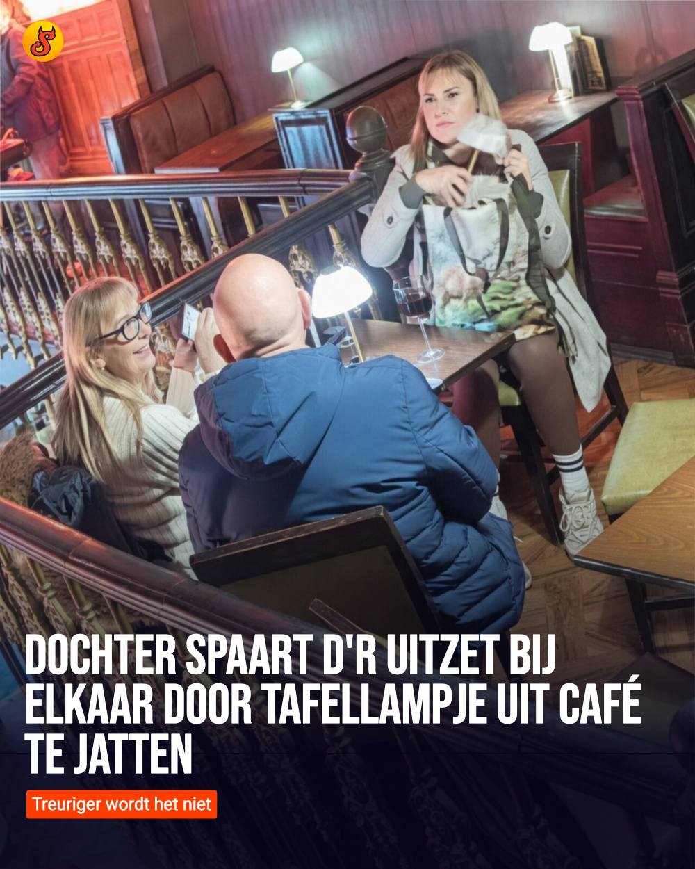 Dochter spaart d'r uitzet bij elkaar door tafellampje uit café te jatten