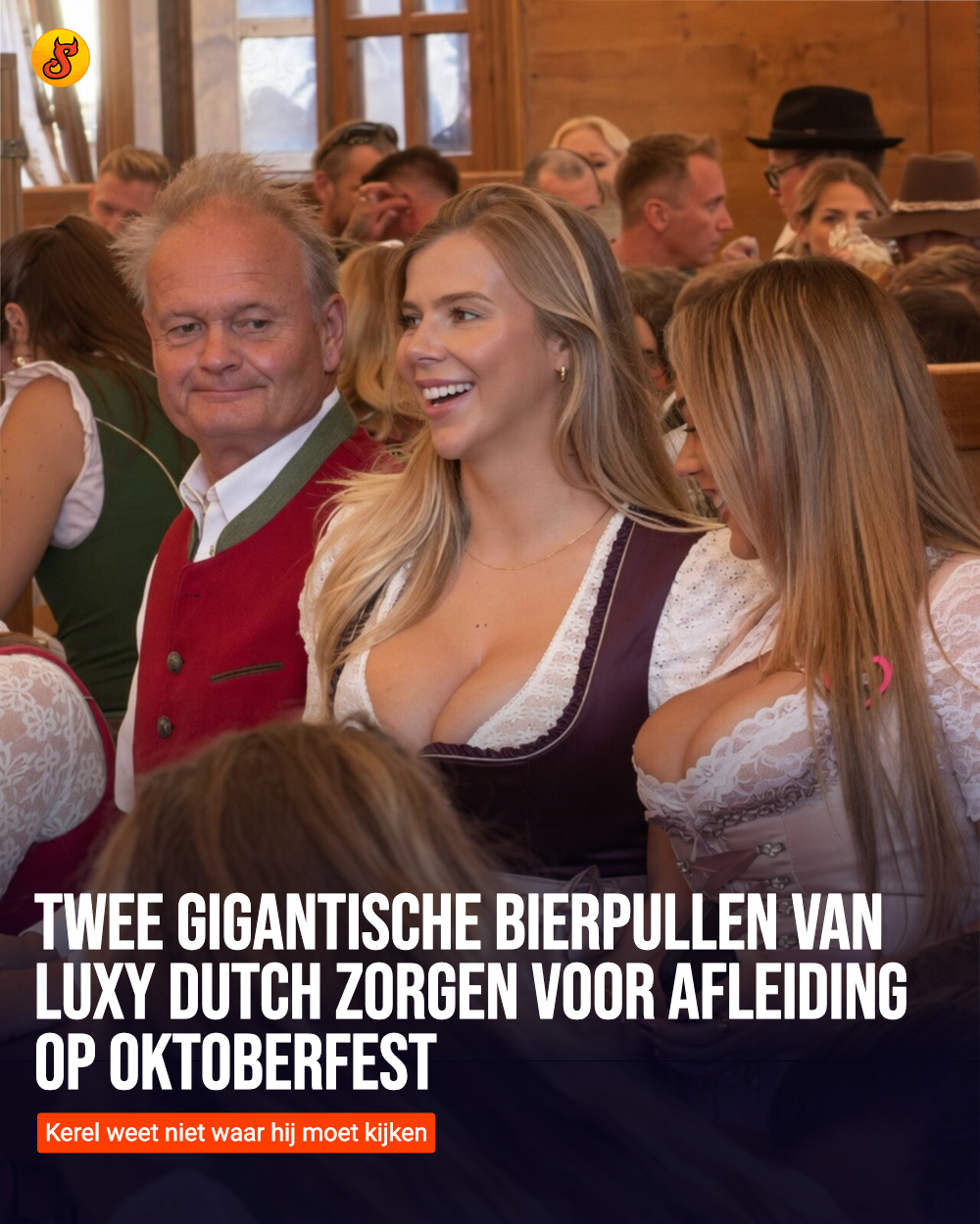 Twee gigantische bierpullen van Luxy Dutch zorgen voor afleiding op Oktoberfest