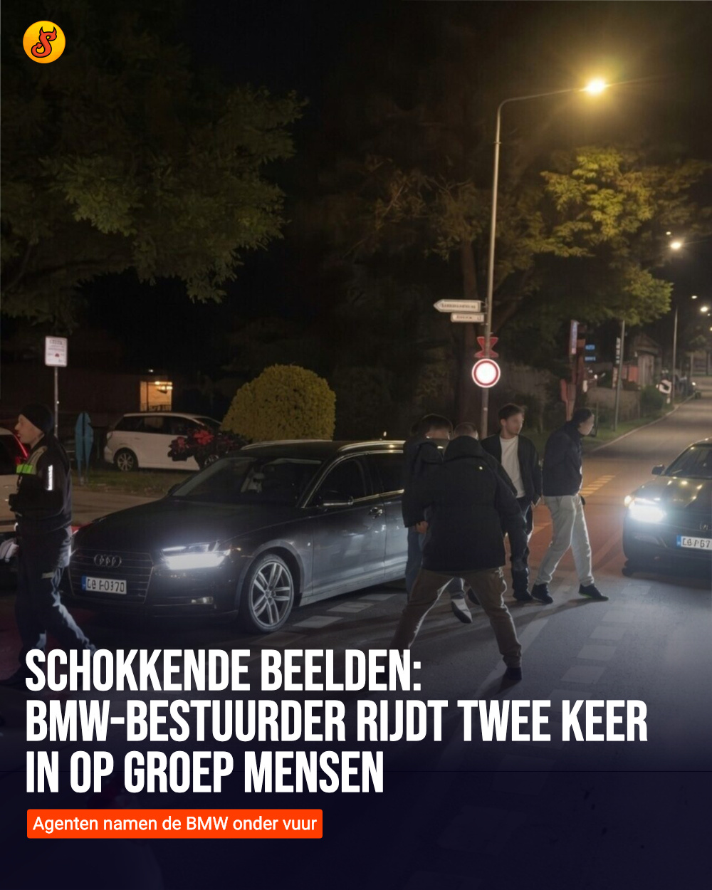 Schokkende beelden: BMW-bestuurder rijdt twee keer in op groep mensen