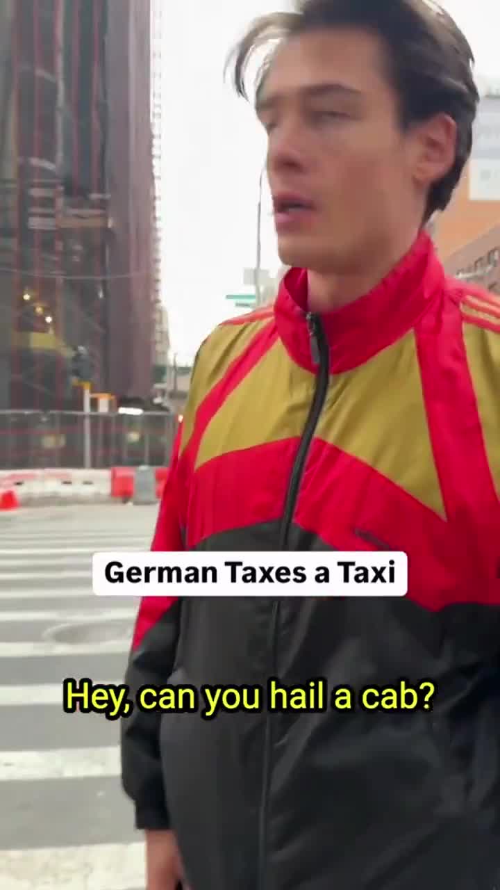 Duitser probeert een taxi aan te houden