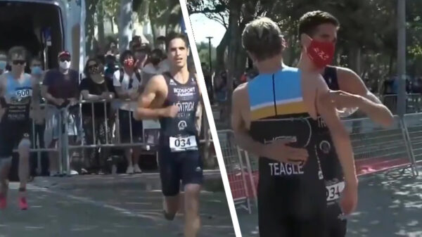 Triatleet mist tijdens triatlon afslag maar krijgt alsnog derde plek dankzij Spaanse held