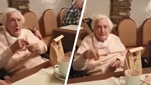 Web classic: dementerende Duitse oma proost op het goede leven