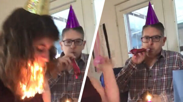 Vader krijgt de schuld als de haren van zijn jarige dochter in de fik vliegen