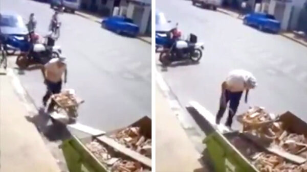 Bouwvakker heeft de nodige moeite met het omkieperen van zijn kruiwagen