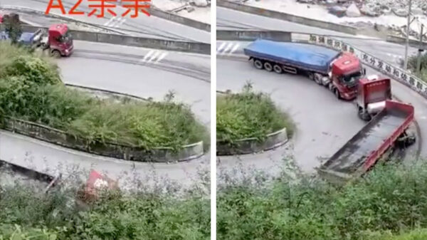 Het resultaat van twee koppige vrachtwagenchauffeurs