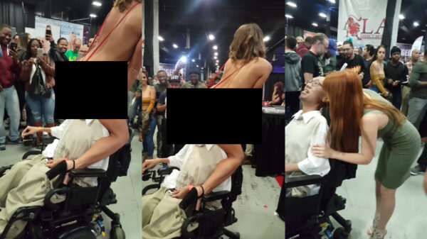 Rolstoeler heeft de dag van zijn leven op een eroticabeurs