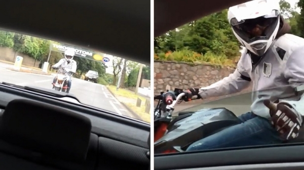 Wait for it: motorrijder komt verhaal halen tijdens road rage