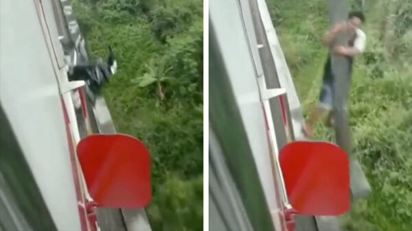 Via een treinrails afsnijden komt hem duur te staan