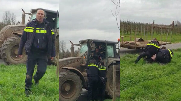 Agenten houden boer met trekker aan: "Ze slaan hem helemaal kapot!"