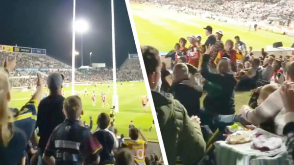 Nietsvermoedende koter krijgt kogelharde football tegen zijn bakkes