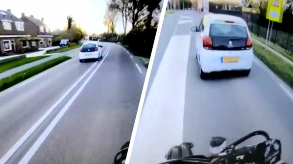 Lachgasbink in Peugeot slingert als een dwaas over de weg in Montfoort