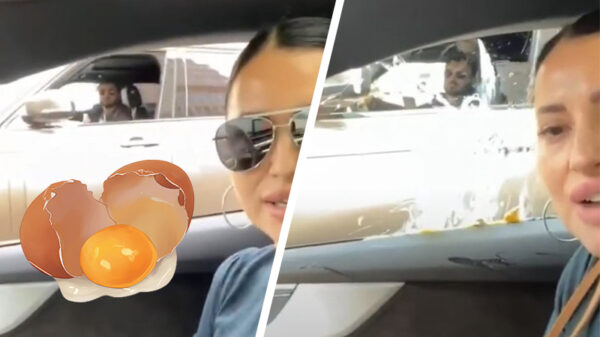 Roemeense tante filmt hoe ze met eieren wordt bekogeld tijdens een road rage