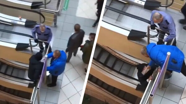 Russische winkeldief gooit zichzelf naar beneden om niet gepakt te worden