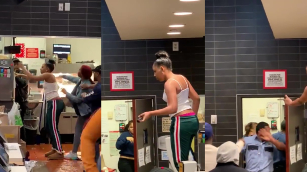 Ghettotrutje peppersprayt beveiliger tijdens matpartij in McDonalds