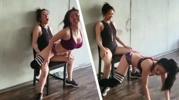 Chinese hartsvriendinnen vrolijken elkaar op met een lapdance