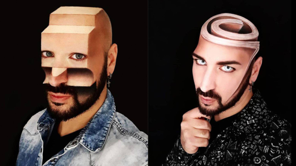 Luca Luce gebruikt make-up om vette 3d-illusies op z'n porem te maken