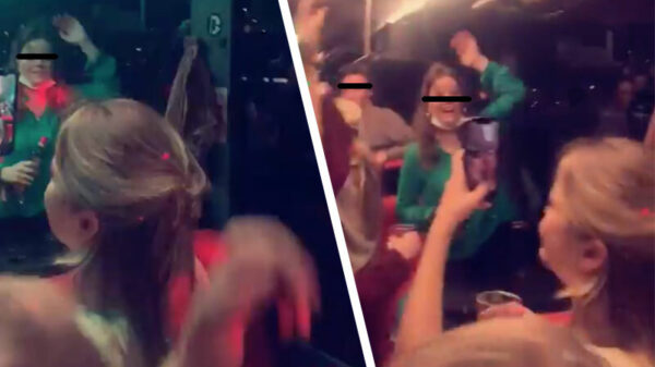 Foei. Stampvolle 'Vindicat-bus' met lullo's, ballonnen en halve liters bier