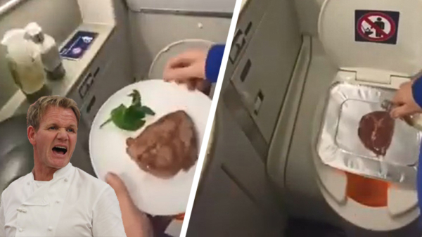 Steaks on a plane: koekwaus bakt biefstukje in een vliegtuig