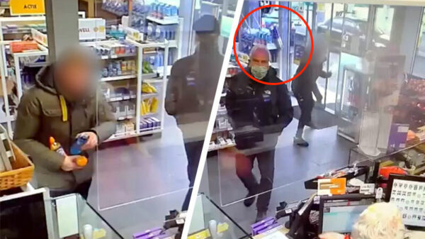 Aso van de week joekelt blikje door coronascherm bij Shell in Doetinchem