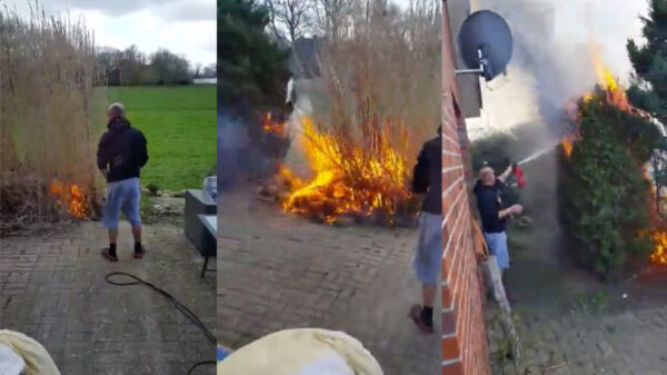 De tuin zomerklaar maken gebeurt in Duitsland met een gecontroleerd vuurtje