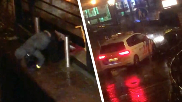 Heerlijk: politieauto rijdt overvallers juwelierszaak in Leiden omver