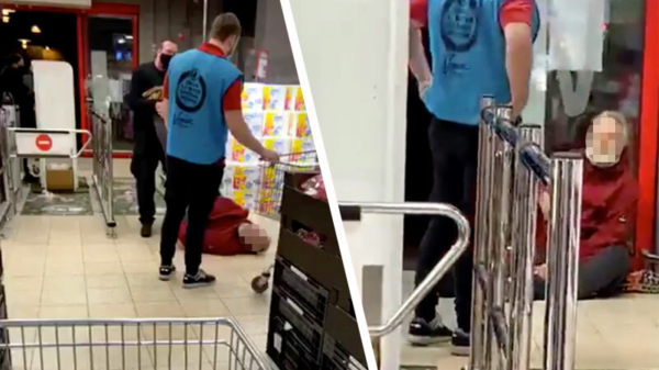 Vomar in Den Helder: oude man op z’n rug de winkel uitgesleept door beveiliger
